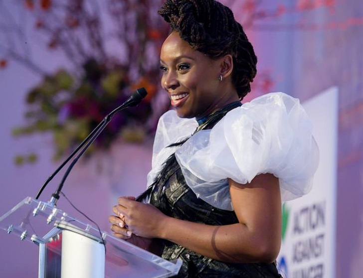 Chimamanda Ngozi Adichie walks into the writing workshop evenue