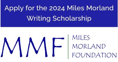 The Miles Morland Foundation Writing Scholarship Logo and Application page