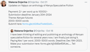 Yajayo Kenyan Speculative Fiction Anthology Submission